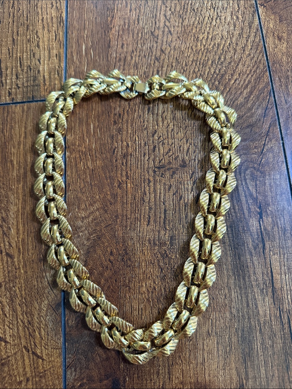 Monet Gold Textured Double-Row Link Necklace